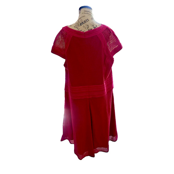 NWT Tadashi Shoji Too Hot Pink Textured Fit & Flare Dress Women’s 20W Barbie - Picture 4 of 12